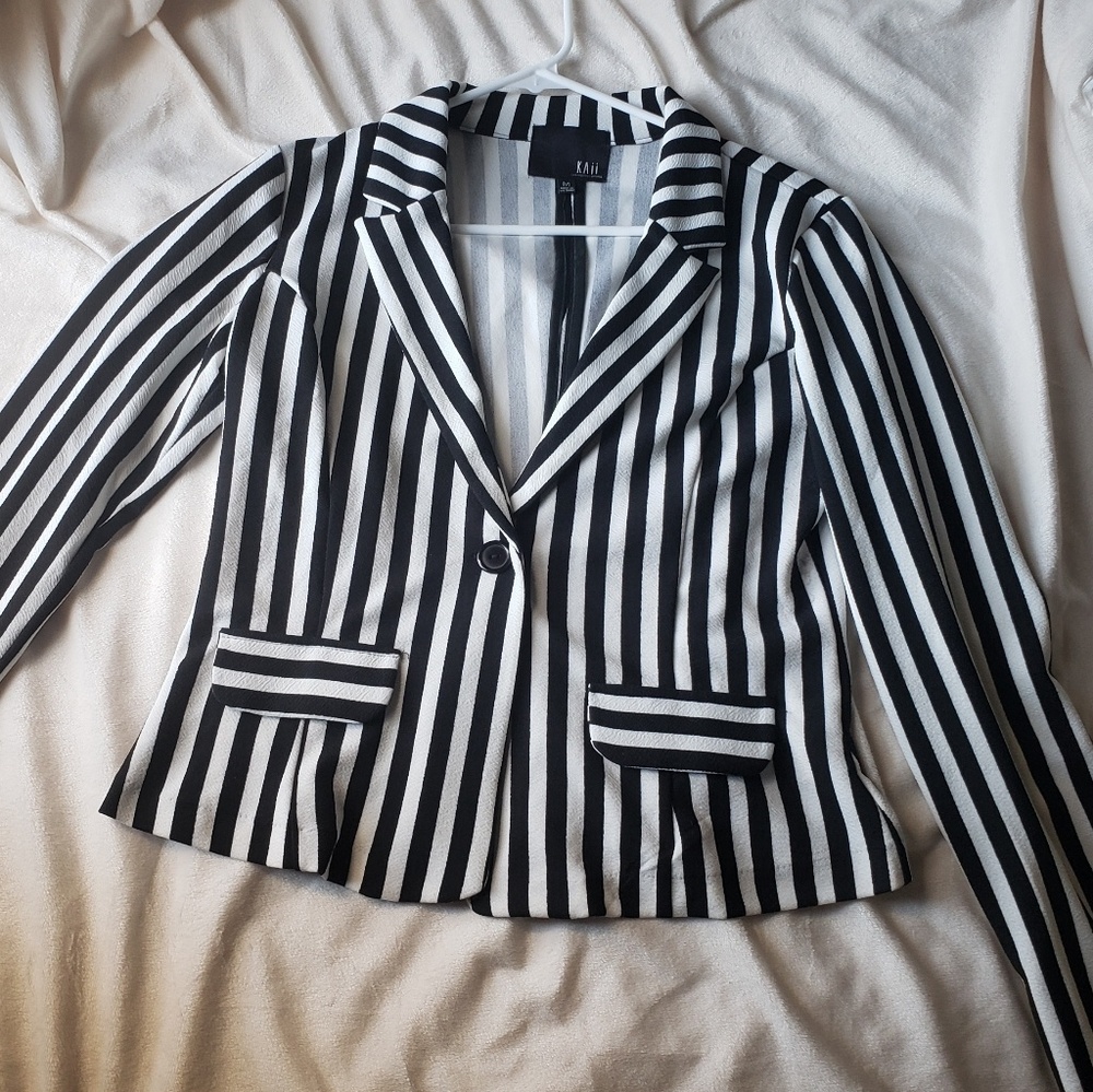 Black and White Pinstriped Blazer